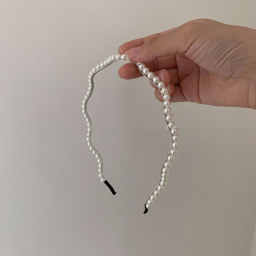 Cute Lovely Korean Sweet White Metal Headwear Hair Accessories Head Hoop Pearl Hair Band Headband