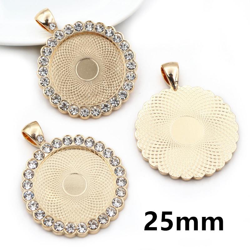 5pcs Fits 20mm 25mm 18x25mm 30x40mm Cabochons with Rhinestone Round Oval Pendant Blank Base SettingTray DIY Jewelry Accessories