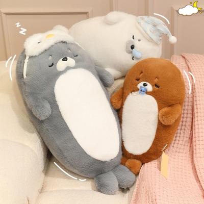 Cuscino Peluche Foca Cuscino per Dormire Animale di Peluche con Accessori Rimovibili Morbido Cuscino Coccoloso da Abbracciare