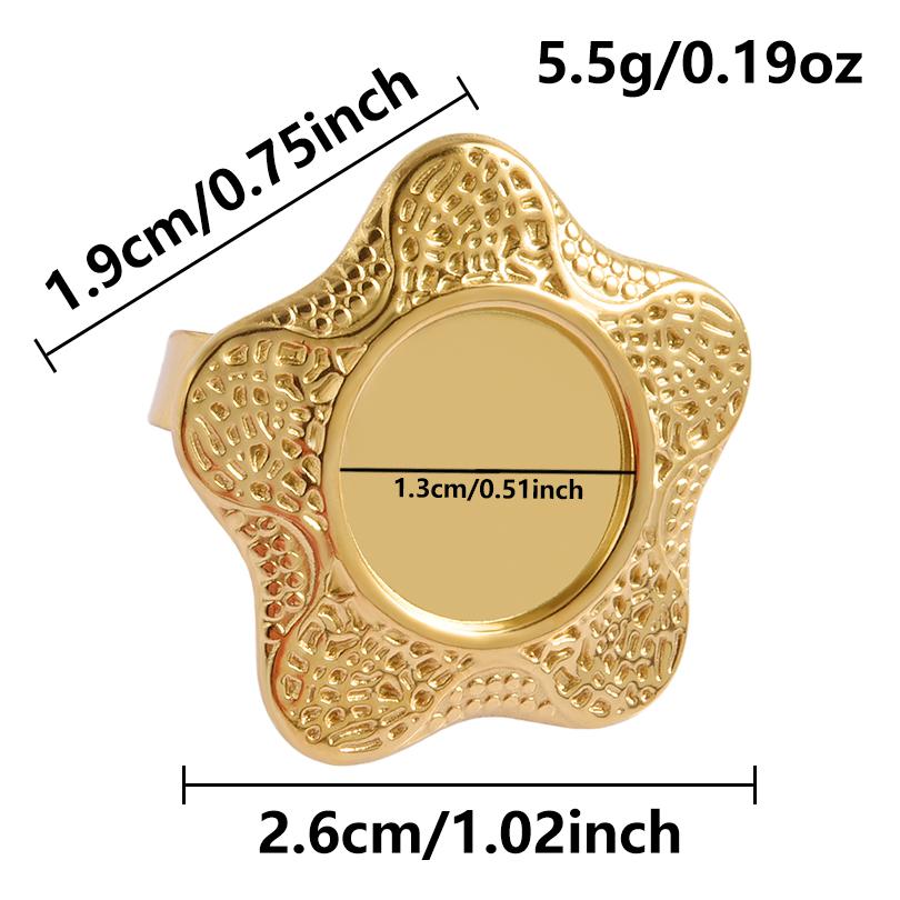 1/5 Stück Echtvergoldeter Cabochon-Ring Rund Oval Leere Tablettbasis Edelstahlringe Für Damen Herren Handgefertigte Emaille-Accessoires