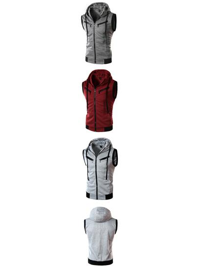 Men's Summer Hooded Sleeveless Vest - Solid Color, Slim Fit (WZ10A)