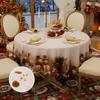 Waterproof Christmas Round Tablecloth Classic Red Santa Claus Christmas Tree Print Table Cover Home Party Decoration Table Cloth