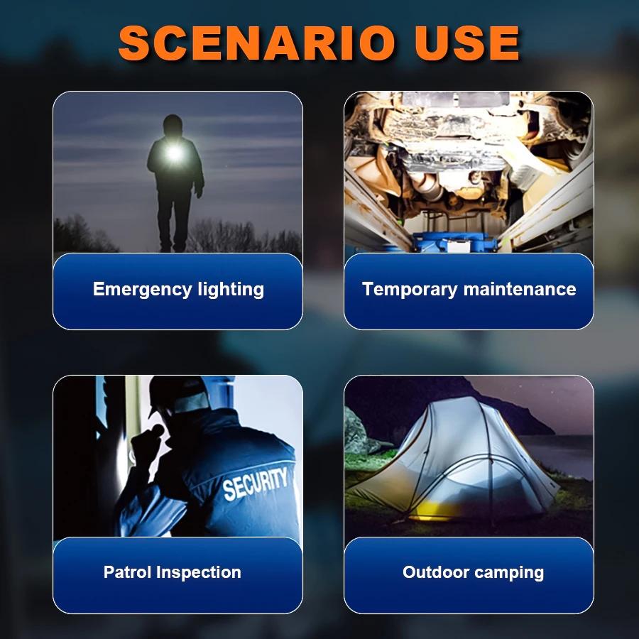 9LED Strong Light LED Flashlight TYPE-C Charging Torch with COB Light Portable LED Flashlight Outdoor for Home Emergency