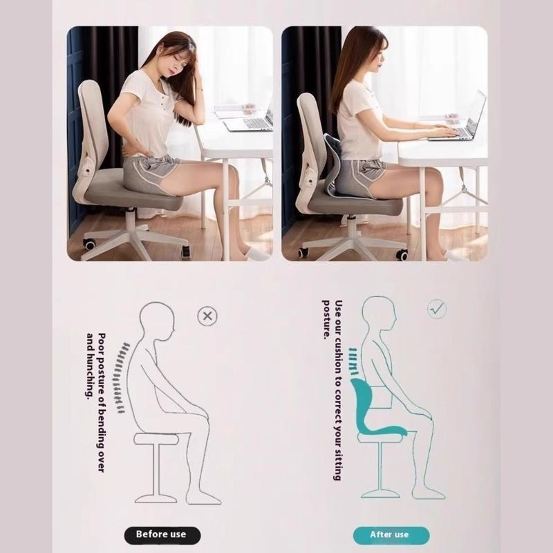Orthopedic Seat Cushion for Lower Back Pains Relief Long Sitting Comfort Ergonomic Lumbar Support Seat Pillow Chair