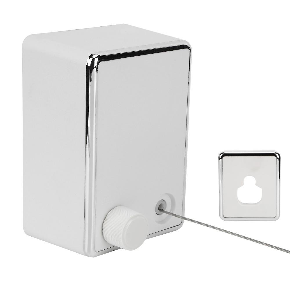 Stainless Steel Retractable Clothesline White Black Silver Adjustable Length Drying Rack Wall Mounted ABS Case