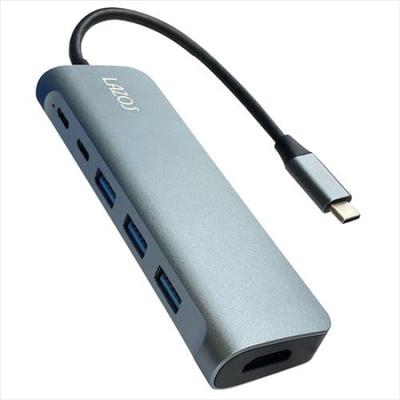 Leader Media Techno LAZOS USB 4K HDMI PD Stříbrný 3.1 Typ-C Hub, 6v1, Port, Port,