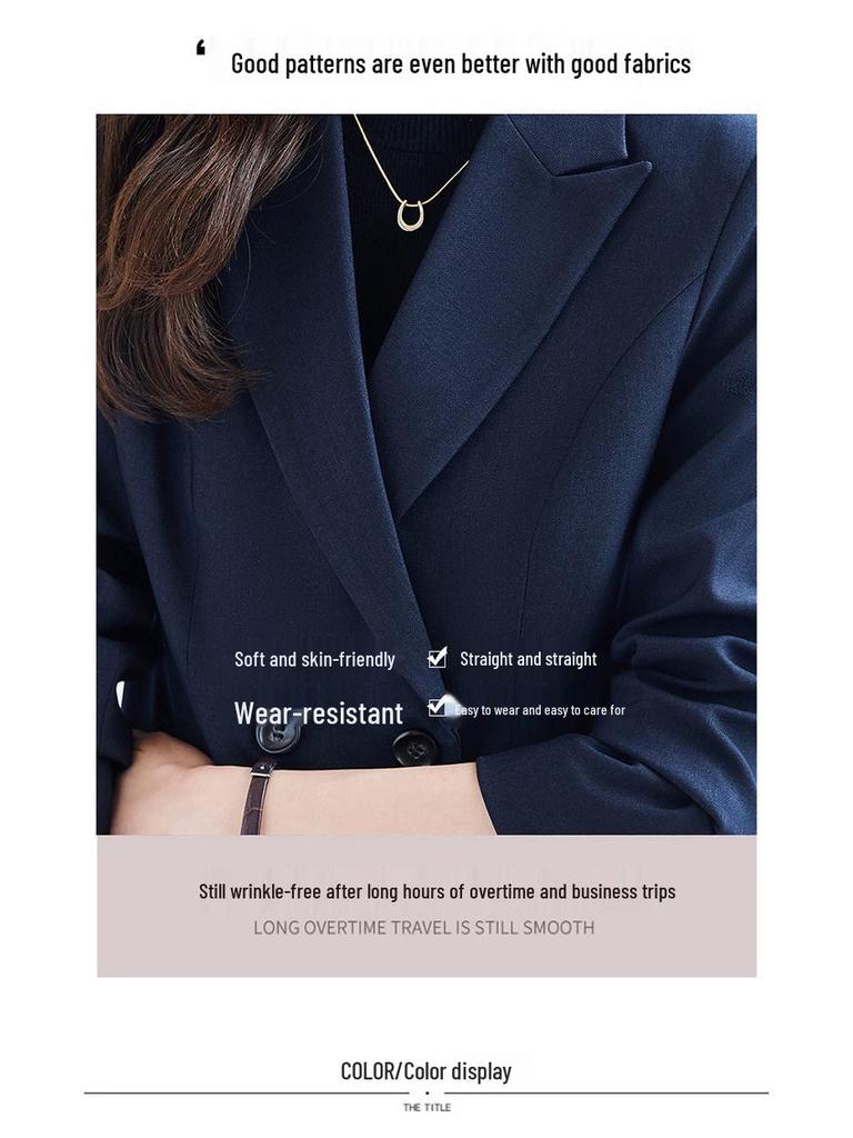 Damen Schwarzer Zweireihiger Slim-Fit Blazer - Mittellanger Lässiger Trenchcoat für Herbst/Winter 2025.