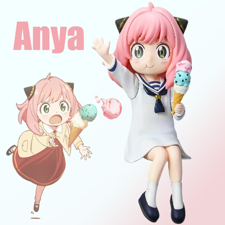 Spy Family Anya Forger for Pressed Noodle Figure Anime Peripheral Model Adorable Table Ornament Holiday Gift Statue Collection
