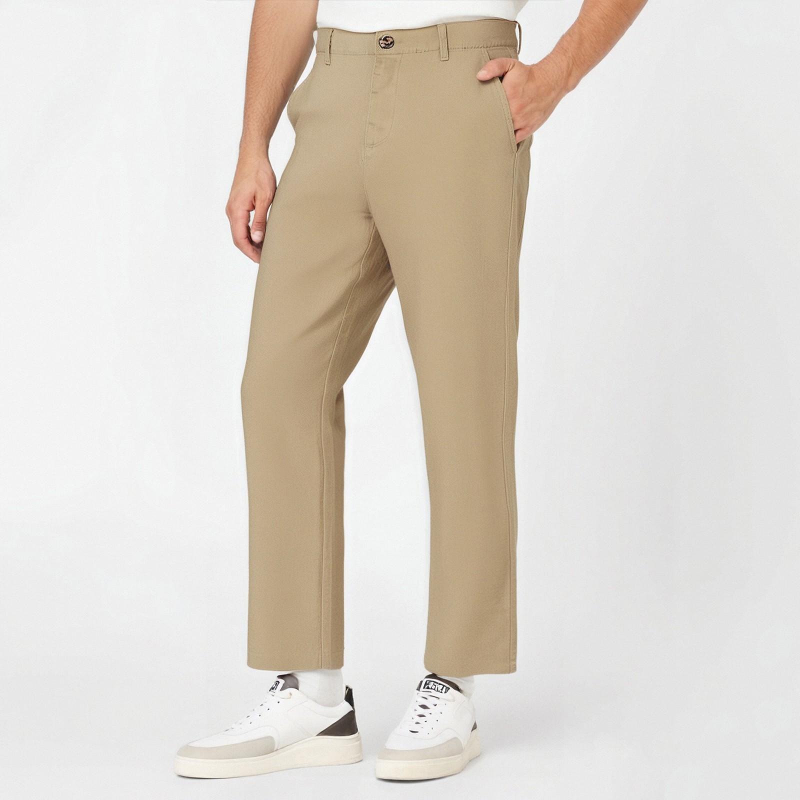 

Мужские повседневные свободные и удобные повседневные брюки, хлопковые льняные брюки с принтом на шнуровке XXXL хаки