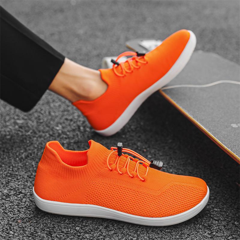 2026 Outdoor Spring and Autumn Large Size Medium Tube Flying Weaving Lightweight Wide Head Shoes Socks Shoes Non-slip Men's Casual Shoes
