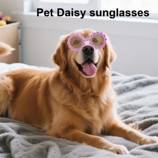

Flower Dog Sunglasses Pet Cosplay Circle Glasses Summer Beach Pet Accessories for Dogs Cats Photo Props Party Costume рожевий червоний колір