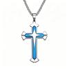 Men's Multi-layer Three-color Diamond Inlaid Cross Necklace