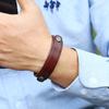 VOQ Double Layer Genuine Leather Wrap Wristband Adjustable Bracelets Cuff Bangles Men Fashion Punk Vintage Jewelry