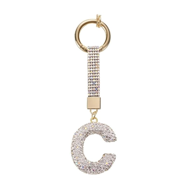 Elegant Rhinestones Studded Keychain Featuring Initial Letters, Lightweight Alloy Gift for Students and Professionals