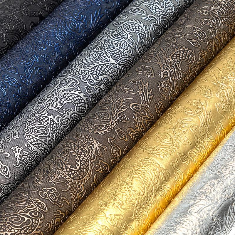 Loong Samolepicí kožená záplata Luxusní dračí vzor Vystouplá texturovaná lepicí páska Nálepka Pohovka Interiér auta PVC kůže