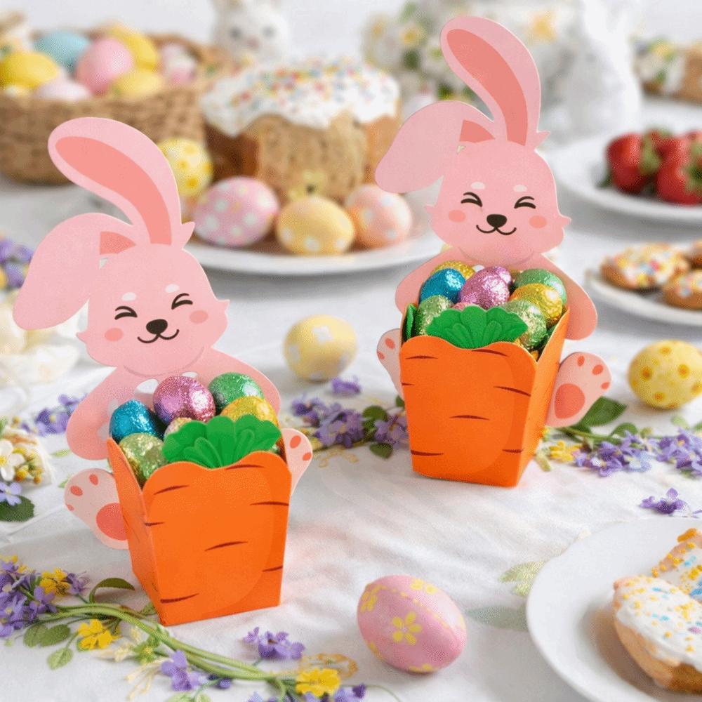 Paper Box Food Packaging Case Rabbit Hug Carrot Design Cookie Box Easter Candy Box  Gift Giving