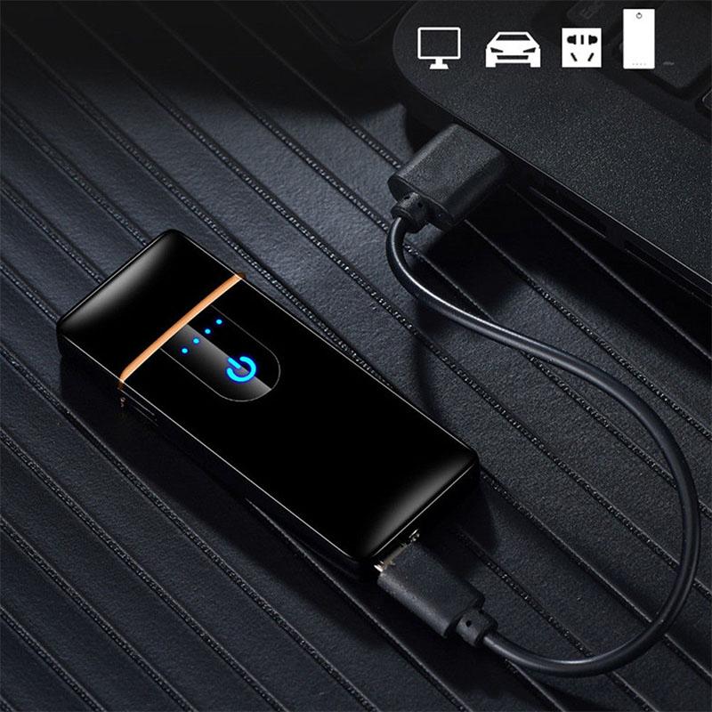 USB Electric Dual Arc Flameless Torch Rechargeable Windproof Cigarette Lighter