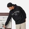 Li Ning Sports Lifestyle Series High Street American Vintage Letter Loose Hoodie Pullover Long Sleeve Fleece Sweatshirt Men Sweatshirt Black AWDU673-3