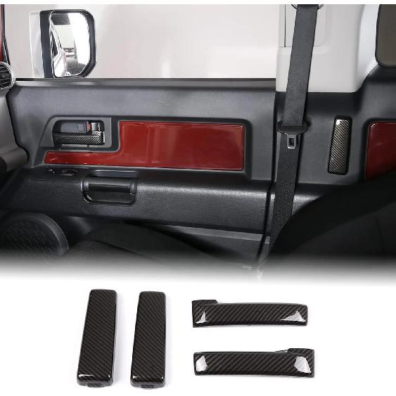 2PCS For Toyota FJ Cruiser 2007 2008- Carbon Fiber Style Interior Door Handle Pull Grab Cover Car Interior Accessories Trim