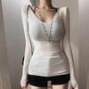 Korean Figure-Flattering V-Neck Long-Sleeve Sexy Slim-Fit Women's Top