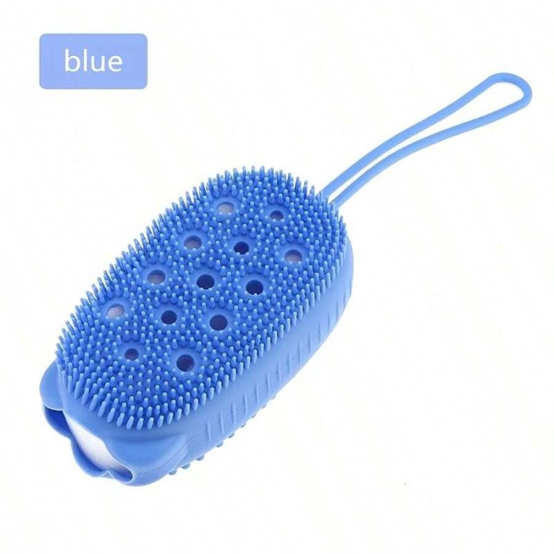 1pc Body Wash Shower Exfoliating Scrub Sponge Foam Bath Brush Massager Light Beige Cleanser Cleaning Pad Bathroom Accessories