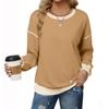 Women's Fashionable Round-Neck Wool Blend Long-Sleeve Color-Blocked Oversized Top