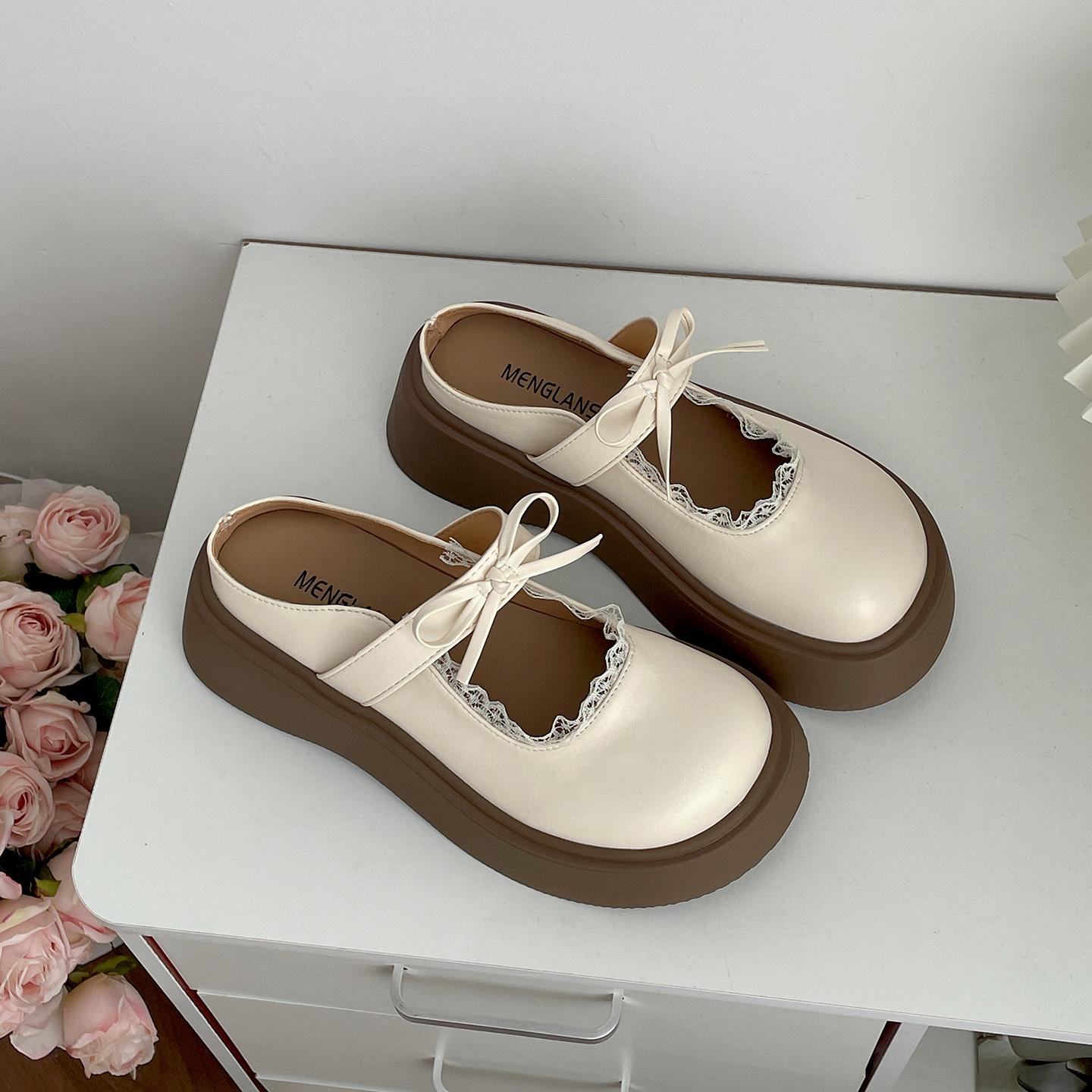 

Popular white high-end thick-soled bag head slippers for women s summer wear 2025 new models with skirts to increase the height of French sandals 40 бежевый