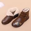 Boty z pravé bavlny z vlny středního věku plus samet pro udržení tepla a neklouzavé kožené boty pro střední a starší osoby Krátké kozačky