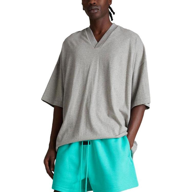 Fear of God Essentials V Neck T-Shirt Dark Heather Oatmeal Men Tops Grey 125SP244213F