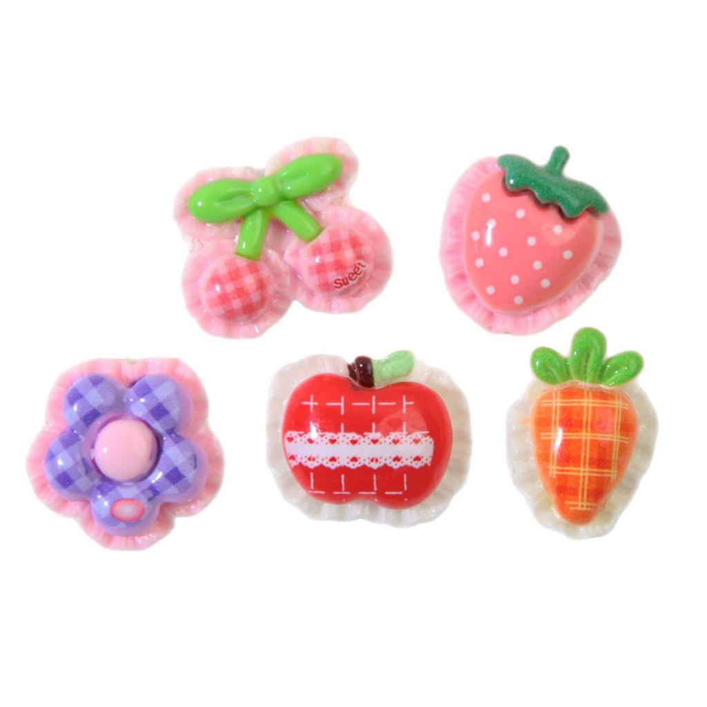 Cute Plaid Lace Fruit DIY Accessory Kit for Shoes, Phone Cases, and Hair Clips