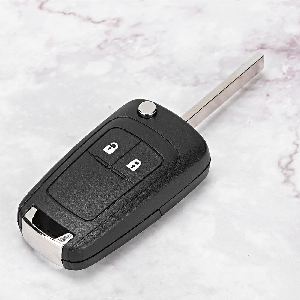 Black 2 Buttons Flip Car Key Fob Case Shell Replacement Accessory Fit for Opel