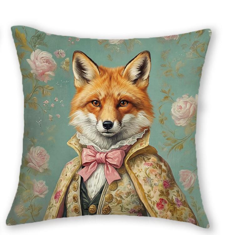 1/4pcs Vintage Royal Animal Portrait Throw Pillow Covers Floral Farmhouse Decorative Cushion Cases Cushion Cover