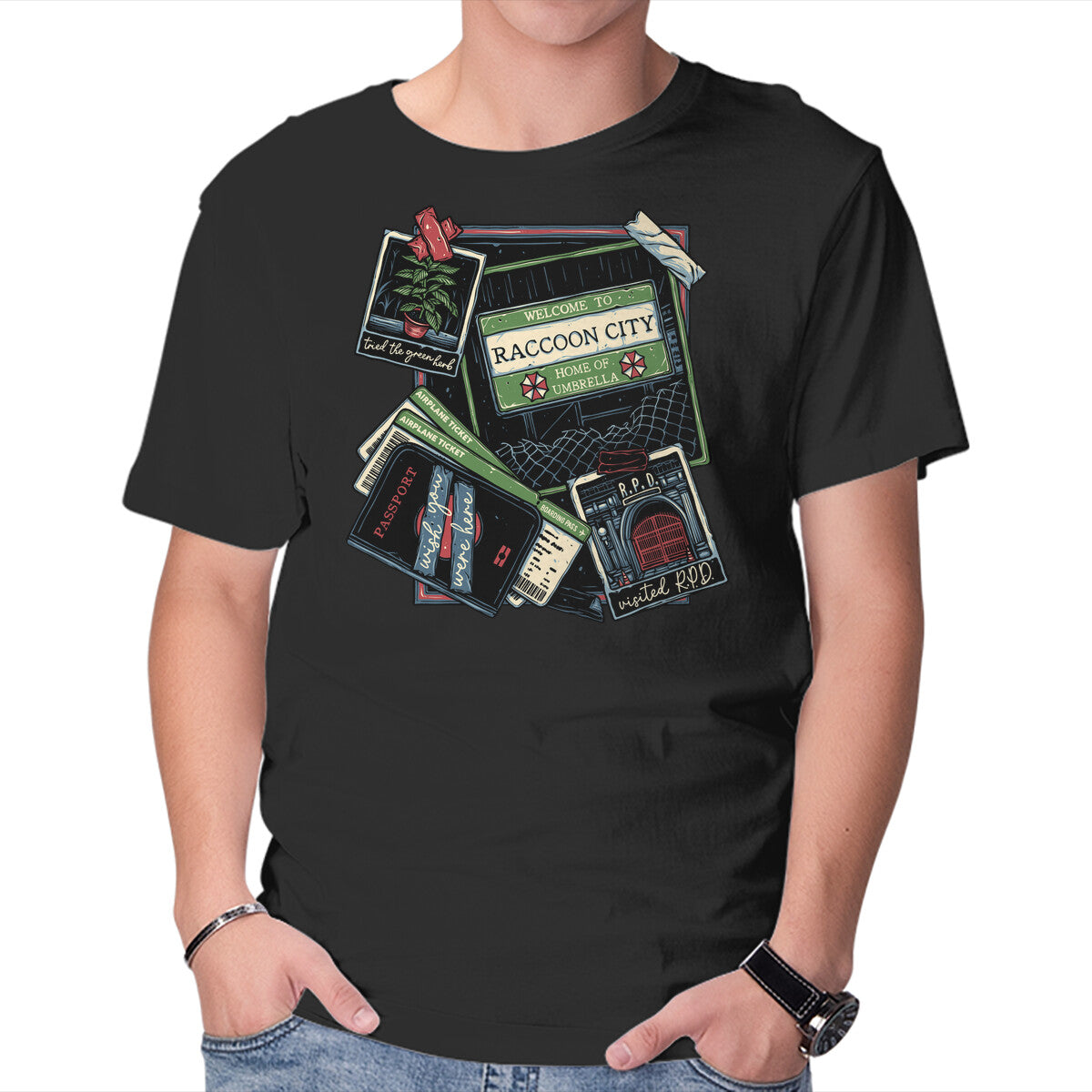 Unisex Crew Neck T-Shirt Don t Mind The Zombies Graphic Short Sleeve Casual Tee L