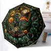 Prehistoric Glass Pattern Umbrella, Portable and Foldable Design, 8 Ribs, a Casual Accessory for Halloween, Christmas, and Birthday Gifts.