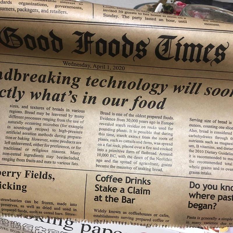 

Ретро английская газета, пищевые аксессуары для выпечки, кухонная пищевая смазочная бумага, хлеб, сэндвич, бургер, картофель фри, обертки для печенья коричневый