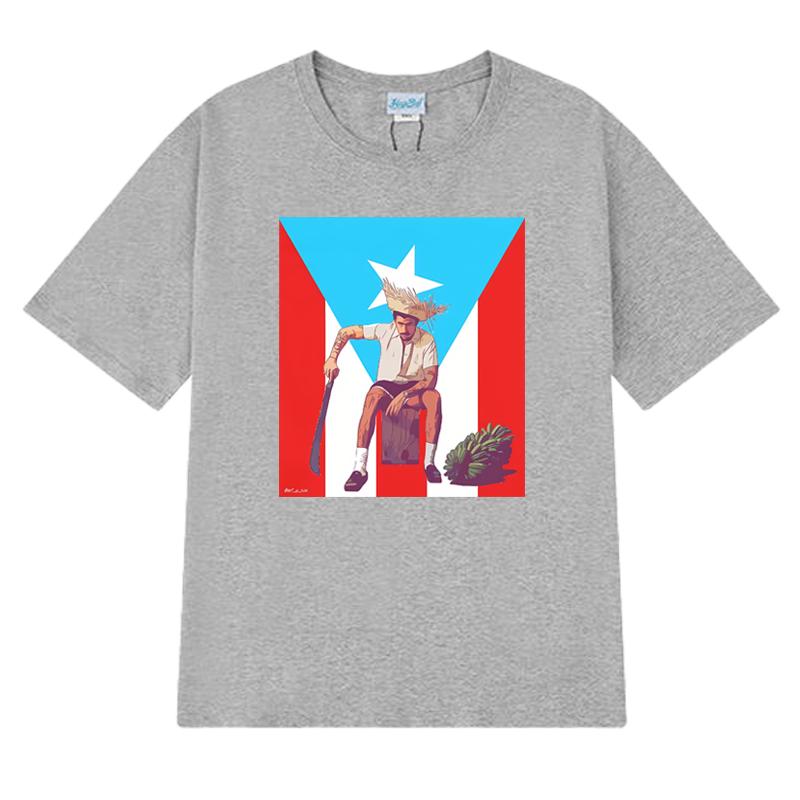 2025 New Bad Bunny Puerto Rico Flag Graphic Short Sleeve T-shirts Men Women Fashion Y2k T Shirt Unisex 100% Cotton Clothing Tops
