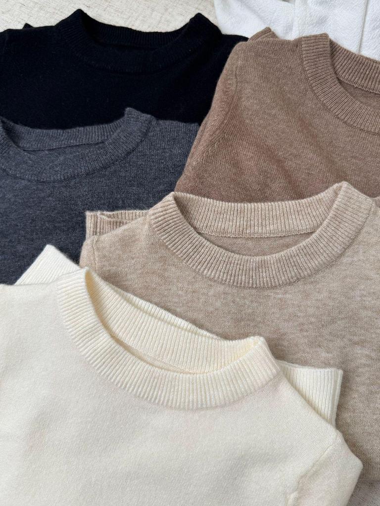 Pull En Laine à Col Rond pour Enfants - Pull Tricoté Unisexe Automne/Hiver pour Bébés et Tout-Petits