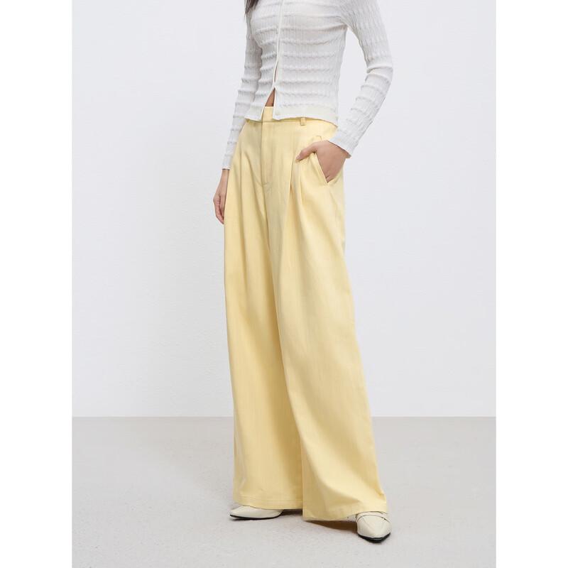 Peacebird Women's High-Waist Wide-Leg Relaxed Textured Trousers