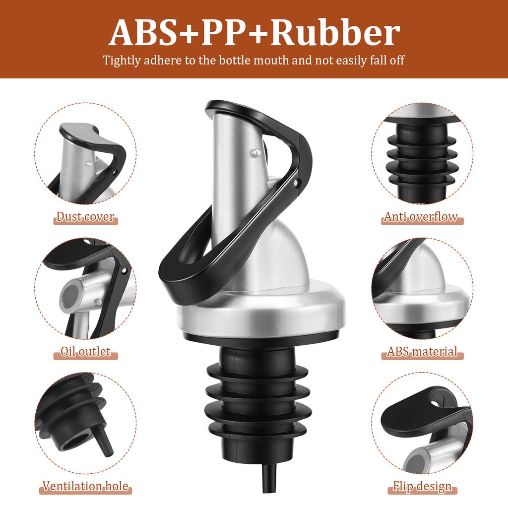5/4Pcs Oil Bottle Stopper Stainless Steel Olive Oil Pourer Dispenser Spout Glass Bottle Pourer Cap Spout Stopper Mouth Dispenser