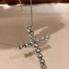 Luxury Heart Shaped Necklace for Women with Diamond Cross Pendant Elegant and Shiny Fashion Jewelry