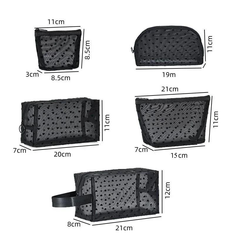 1Pcs Hot Mini Transparent Heart Makeup Bag Women Portable Lipsticks Cosmetic Storage Pouch Black Clear Cute Small Make Up Bag