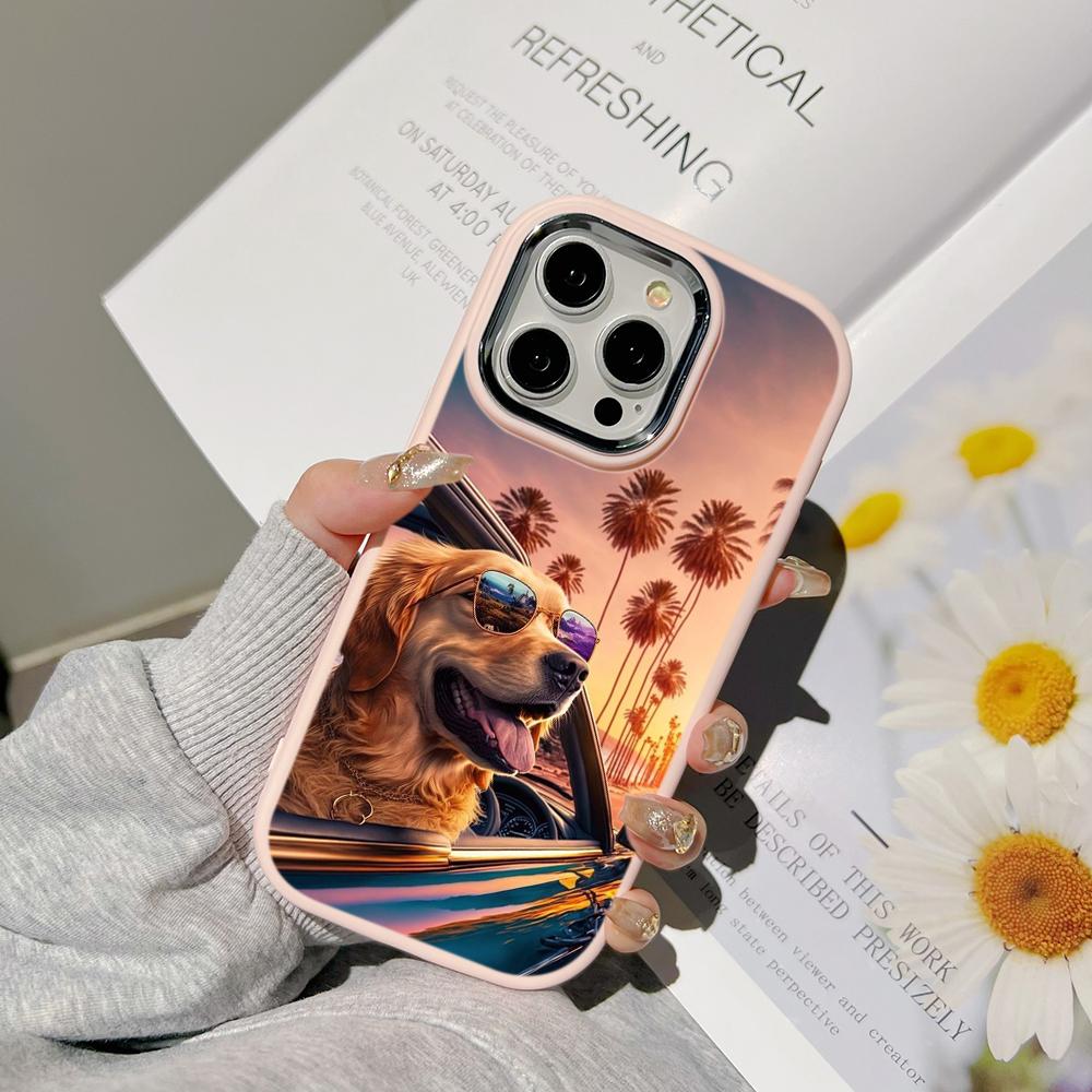 Ae76 Dog Color Doodle Design Art Phone Cases for Samsung A13 A32 A53 A04e A54 S23 S24 Ultra Infinix Hot 40i Huawei Metal Camera Protective Back Cover