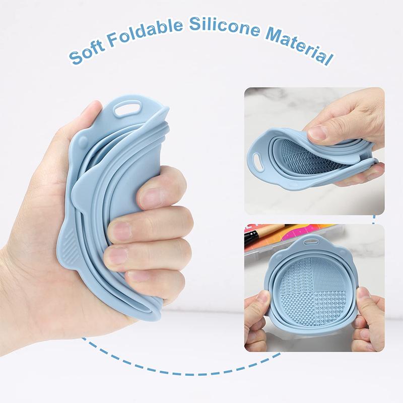Foldable Silicone Makeup Brush Cleaner Bowl - Portable Cleaning Tool for Brushes, Powder Puffs, and Sponges