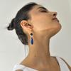 Natural Lapis Lazuli Dangler, 14K Gold Vermeil Handmade Jewelry, Blue Gemstone Bohemian Earrings for Women, Unique Wedding Bridal Gift Ideas
