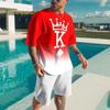 Summer Casual Men's Adult Set 3D Printed Pattern Men's Short-Sleeved T-shirt Set Gradient Cool Casual Sports Shorts two-Piece