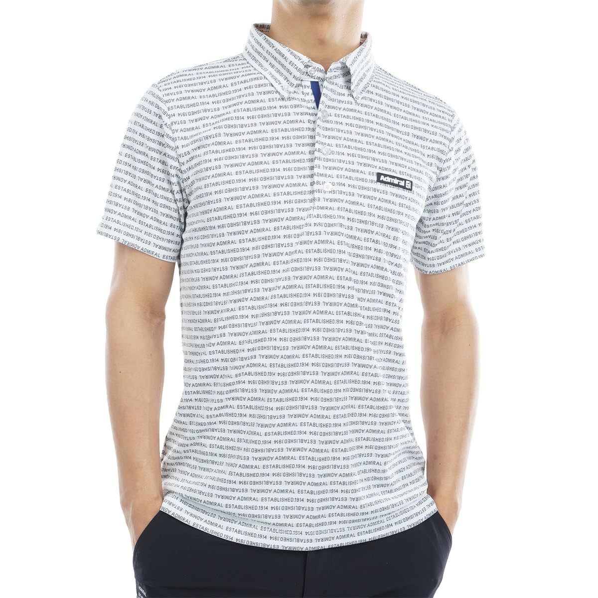 

Admiral Golf ADMA332 Men s Black Logo Border Jacquard Golf Shirt