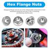 5-100pcs Stainless Steel Serrated Flange Nut Anti-Loose Screws Caps Fastener Hexagon Thread Lock Nuts Repair Tool Assortment Kit