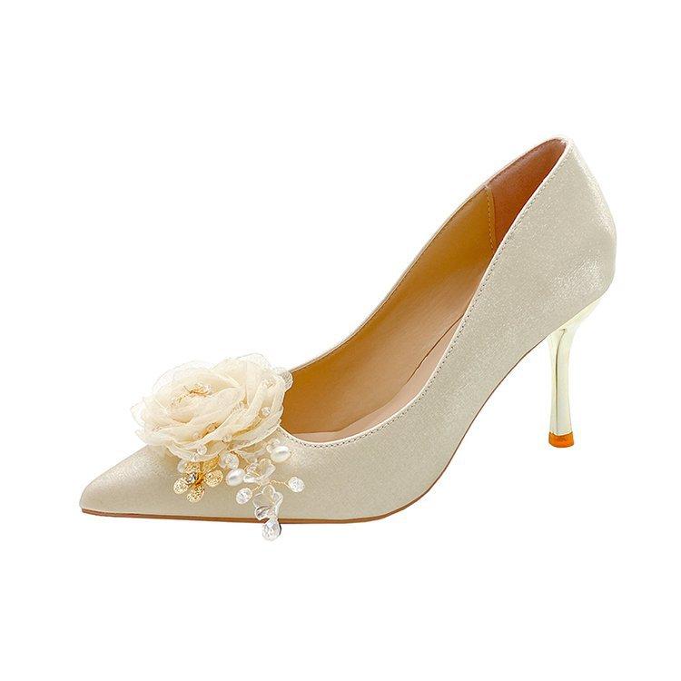 

[youshilai] Wedding shoes bridal shoes French temperament high heels women s stiletto with skirt bridesmaid shoes 34