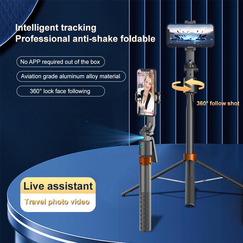 Q13 Smart Face Tracking Gimbal with Bluetooth Selfie Stick, Four-Axis Anti-Shake, AI Stabilizer, Retractable Fill Light