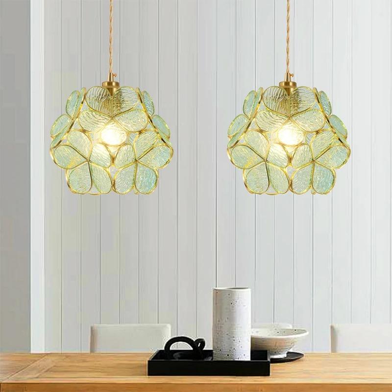 Lămpi Suspendate din Sticlă Lampă de Plafon LED Decor Acasă Candelabru Suspendat Felinar Floare Lustre Agățate Corp de Iluminat Insulă Bucătărie